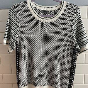 Anthropologie Short-Sleeved Black & White Sweater Size M